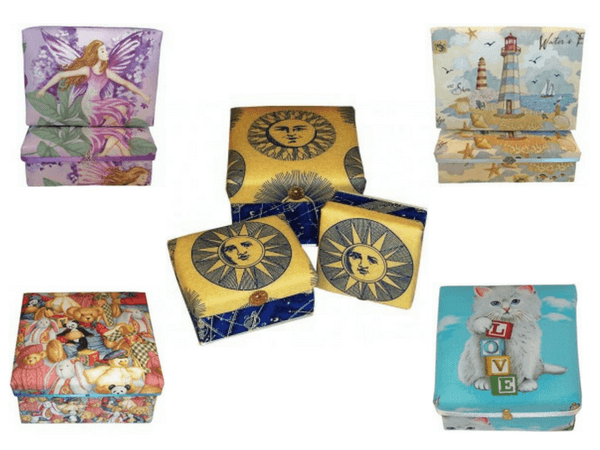 Beautiful on-of-a-kind handcrafted fabric covered Gift Boxes by Elaine